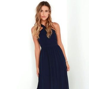 AIR OF ROMANCE NAVY BLUE MAXI DRESS LULUS